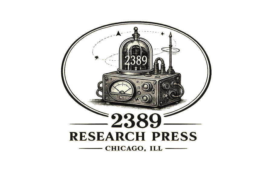 2389 Research Press, Chicago, Ill.: an engraved contraption of pipes, gauges, horns, and a telescope